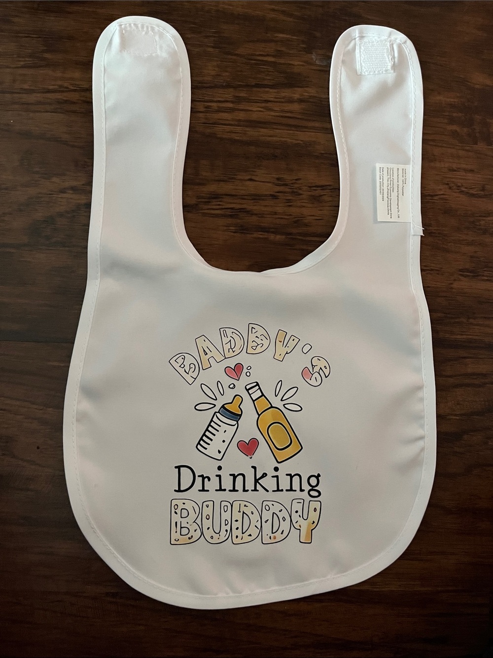 White "Daddy's Drinking Buddy" Baby Bib